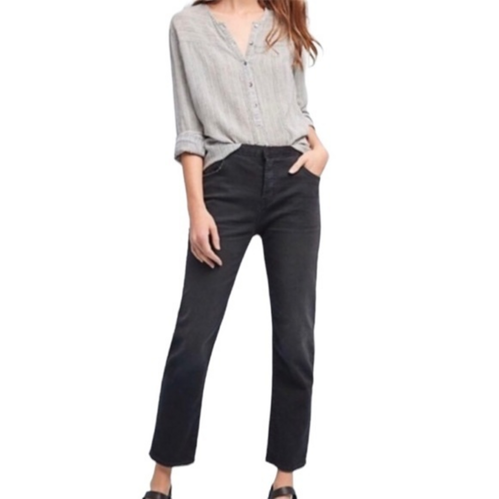 Current/Elliott High Rise The Original Straight Cut Off Waistband‎ Jeans